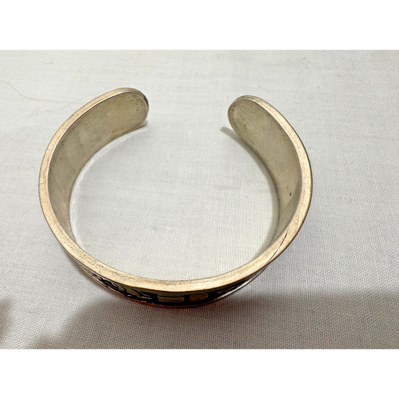 Vintage Egyptian Hieroglyphs Sterling Silver Bracelet Cuff 50 grams Storyteller - Picture 6 of 10